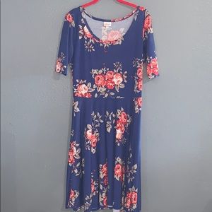 Vintage unicorn, blue floral Nicole